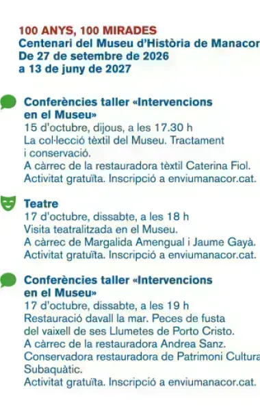 Cartell d'activitats d'aquesta setmana de '100 anys, 100 mirades'