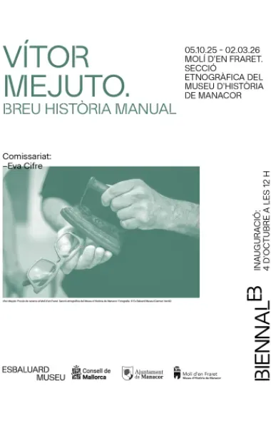 Cartell de l'exposició "Vítor Mejuto. Breu Història Manual"
