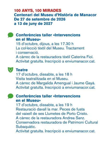 Cartell d'activitats d'aquesta setmana de '100 anys, 100 mirades'