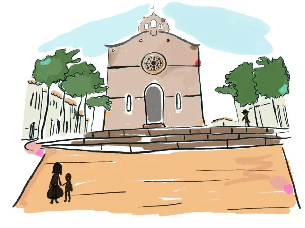 Plaça de Son Macià amb l'església antiga
