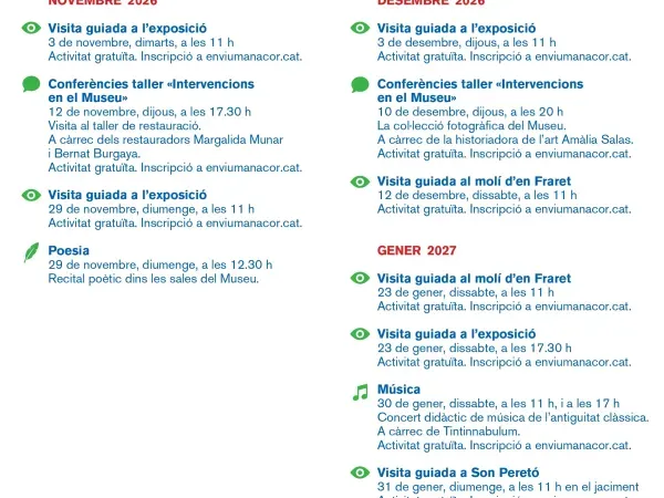 Cartell d' activitats de novembre i desembre de 2026 i gener de 2027